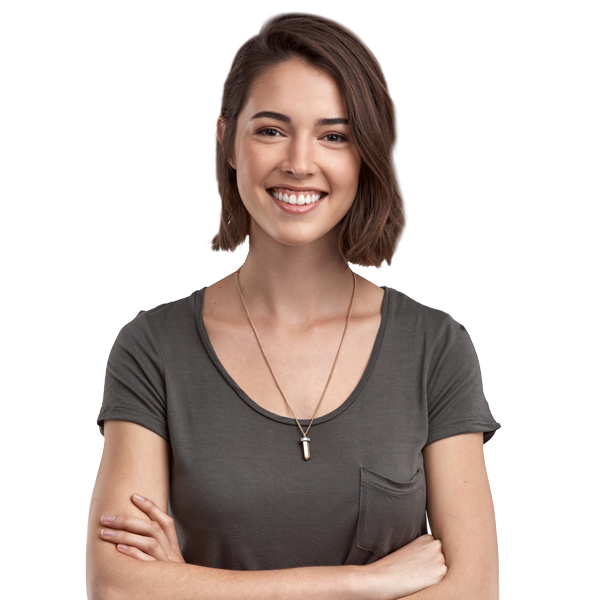 smiling woman with arms crossed